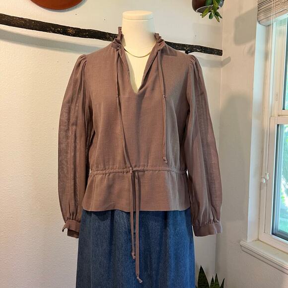 Vintage Lavender Purple Soft Lightweight Bow Tie Blouse Size Medium - Picture 3 of 12